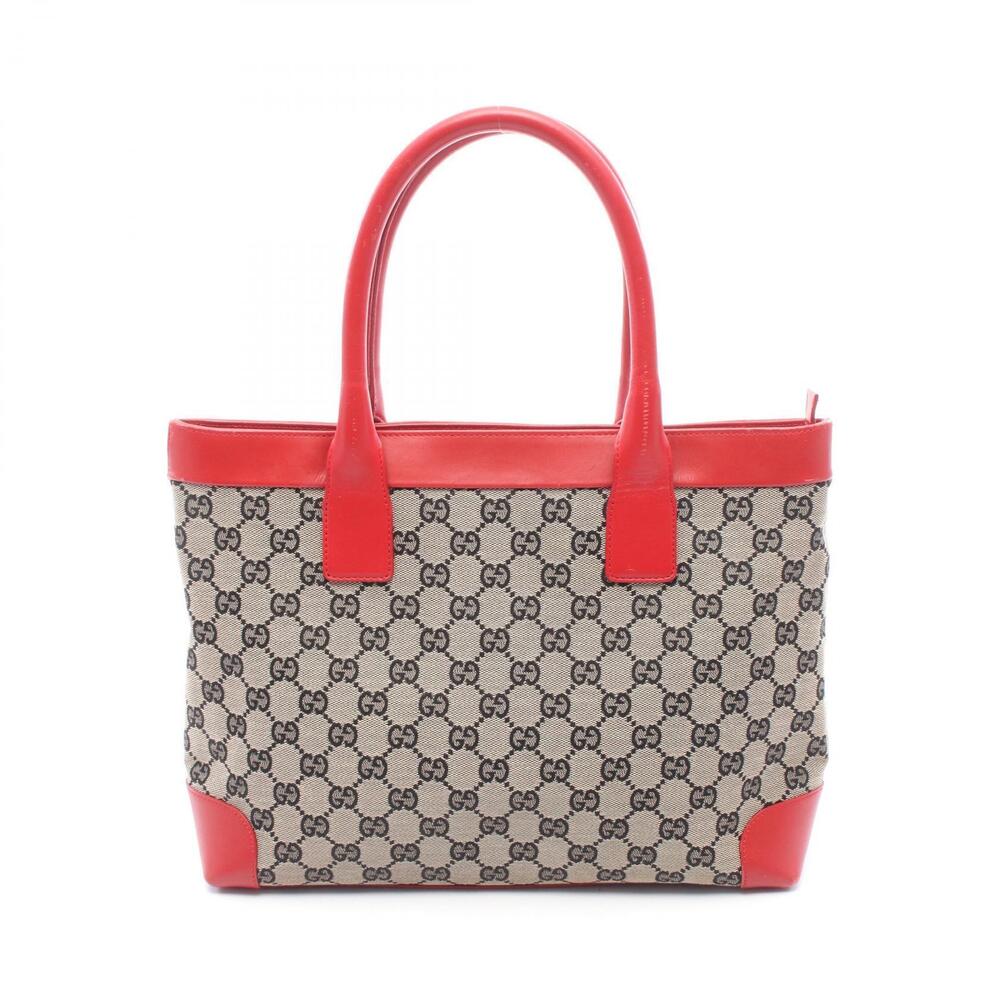 Gucci GG Canvas Tote Bag Leather Beige Cream Black Red